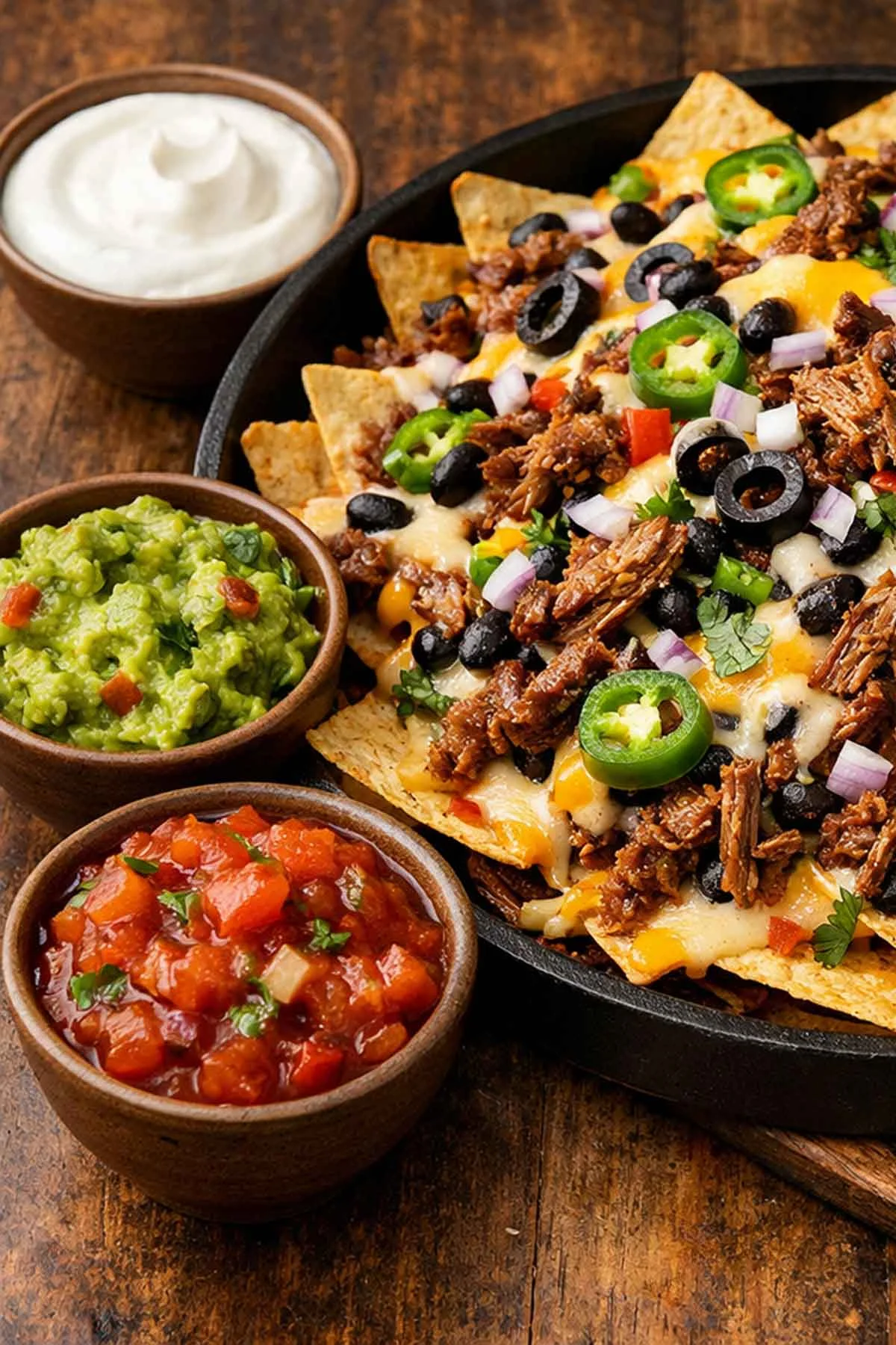 Extra Loaded Nachos with melted cheese, black olives, jalapenos and beef from Samra's Pizza in Sage Hill, Calgary
