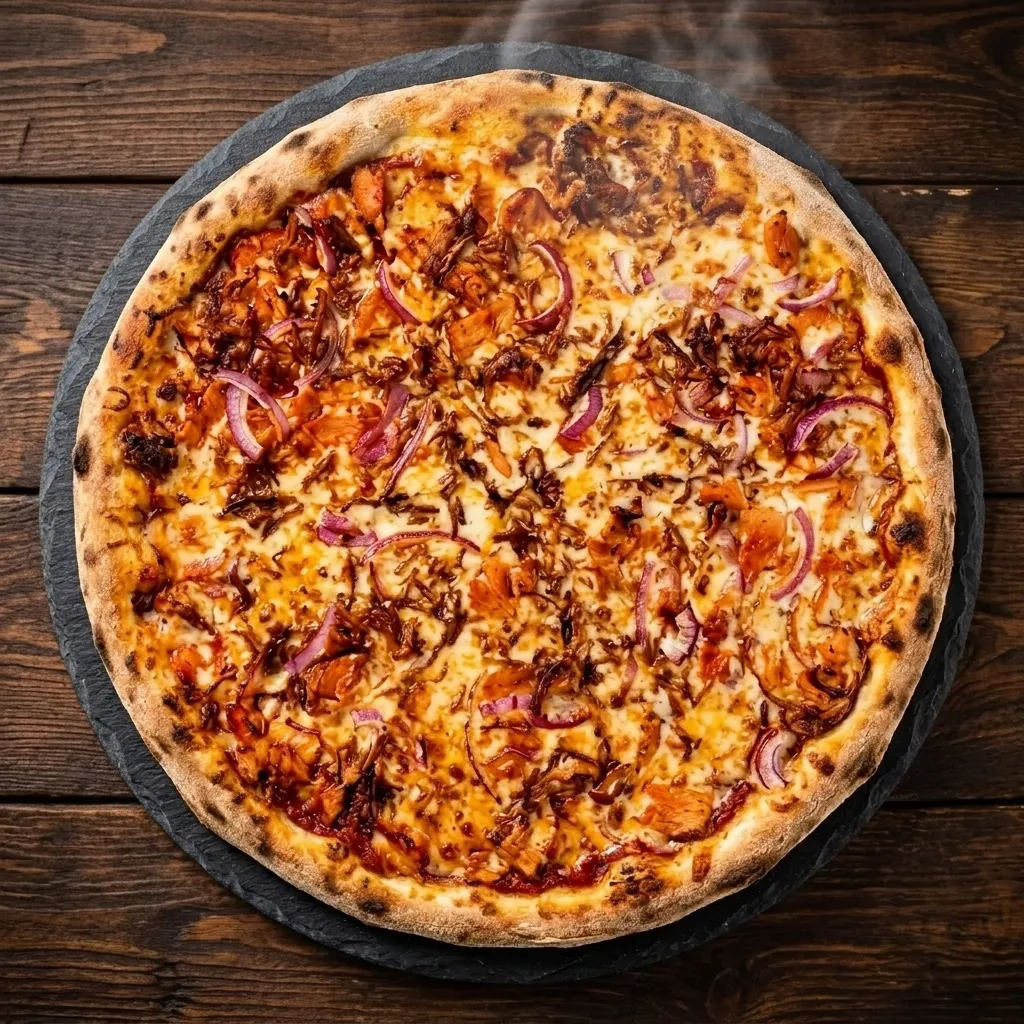 Donair pizza with donair meat and red onions at Samra's Pizza in Sage Hill, Calgary