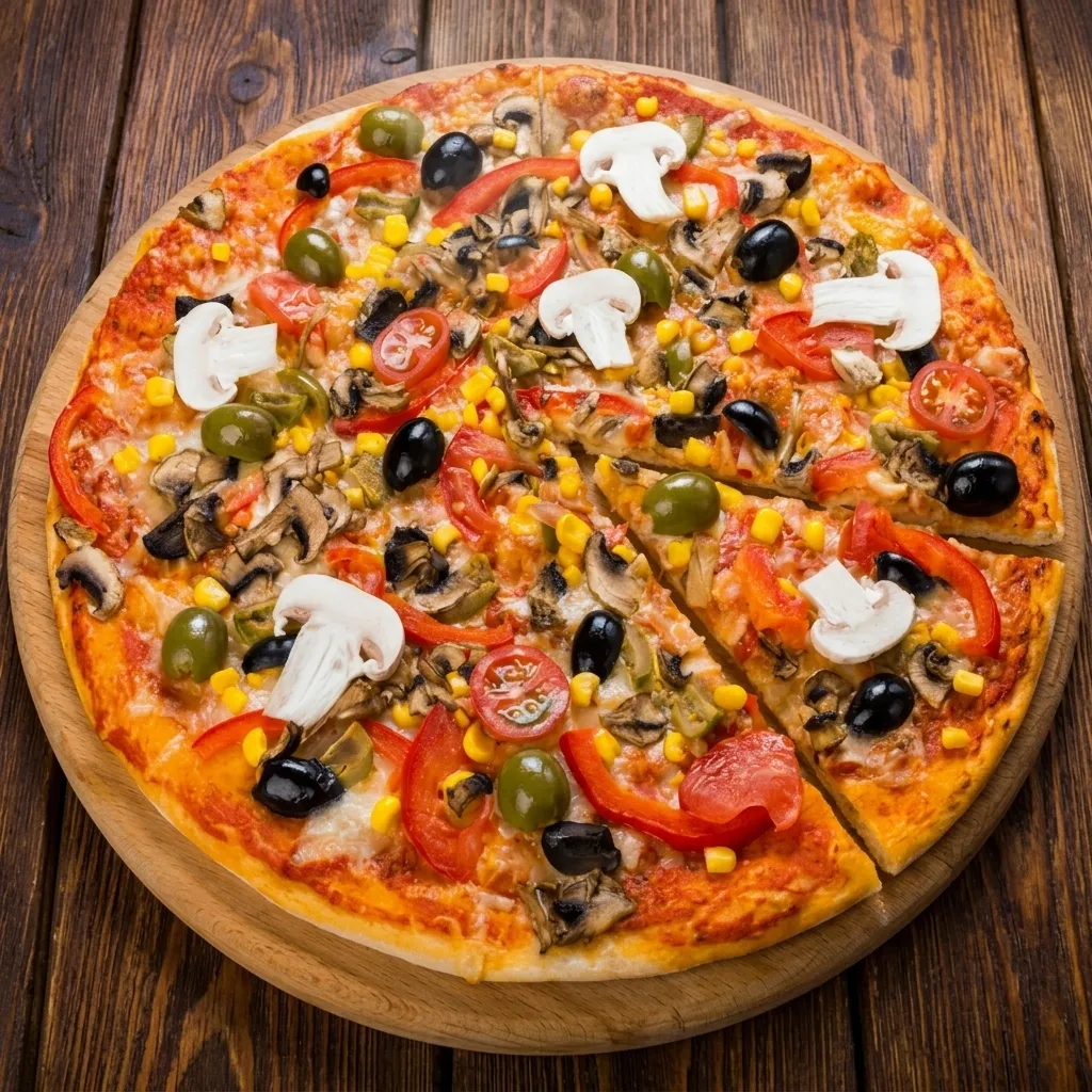 Garden Veggie Pizza with mushrooms, olives and green peppers from Samra's Pizza in Sage Hill, Calgary